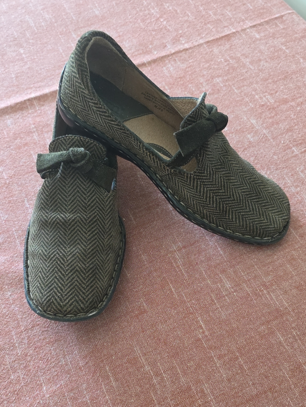Born Leather Insole Slip-On Loafers in Brown Herringbone